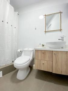 利马Miraflores House C&F的浴室配有白色卫生间和盥洗盆。