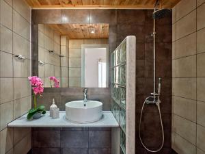 纳乌萨嘉里尼酒店的一间带水槽和淋浴的浴室