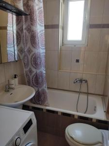 亚历山德鲁波利斯Zoe's Luxury Homes的浴室配有盥洗盆、卫生间和浴缸。