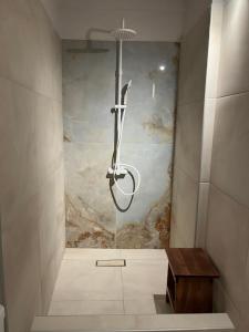 皮特斯迪亚Ayeras 2的浴室设有淋浴,墙上有绘画作品
