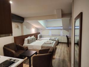 伊斯坦布尔Wide Suites Taksim的酒店客房,配有床和沙发