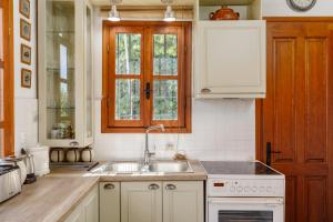 帕拉塔蒙Sevi's Holiday Home, Panel Hospitality Homes & Villas的白色的厨房设有水槽和窗户