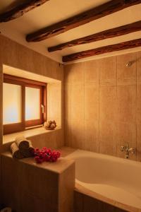 波蒂纳茨Finca Norte, Amazing villa close to the best Beaches的带浴缸和盥洗盆的浴室