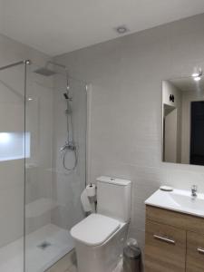 托雷洪厄尔卢比奥Un Lugar Llamado Descanso en Monfrague的浴室配有卫生间、淋浴和盥洗盆。