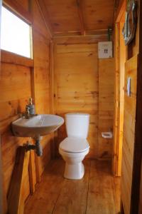 瓜塔维塔Camping & Cabaña San Francisco - Guatavita的小屋内的浴室设有卫生间和水槽。