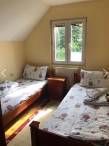 扎布利亚克Apartment Žugić的一间卧室设有两张床和窗户。