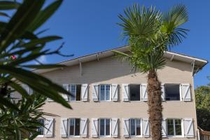 阿雷斯沙粒酒店的一座建筑前的棕榈树