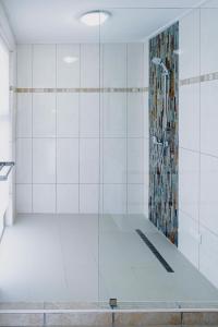 简蒂埃尔Het paradijs in Jan Thiel!的浴室里设有玻璃门淋浴