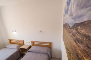 圣玛丽亚-德帕劳托尔德拉图罗得霍姆酒店的墙上画画的房间里设有两张床