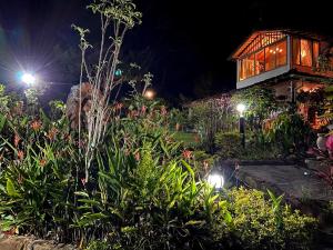 圣希尔萨尔瓦多莫提诺酒店的夜晚带灯光的别墅花园