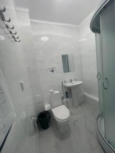 阿特劳Мунайшы的白色的浴室设有卫生间和水槽。