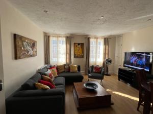 约维尔Yeovil Town Centre - Large 2 Bedroom Apt With Parking的带沙发和电视的客厅