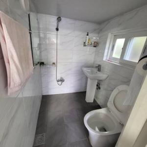 釜山JUN house - Foreign Only的白色的浴室设有卫生间和水槽。