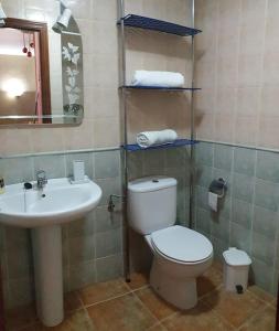 埃尔博斯克CASA RURAL EN URB LAs TRUCHAS-EL BOSQUE的一间带卫生间和水槽的浴室