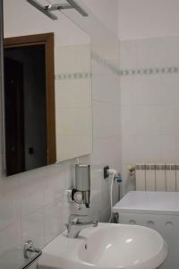克雷莫纳Appartamento Dante的白色的浴室设有水槽和镜子