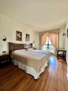 安特克拉罗斯多蒙那斯酒店的一间卧室设有一张大床和一个窗户。