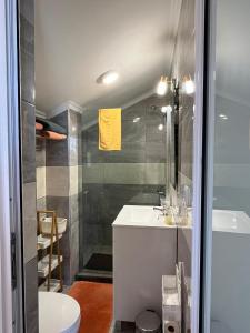 里韦拉布拉瓦Tropical House的带淋浴、盥洗盆和卫生间的浴室
