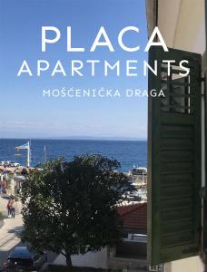 莫什尼卡德拉加Placa Apartments的阅读马萨卡里亚佐纳广场公寓的标志