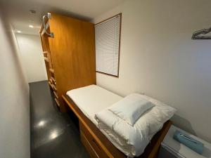 东京plat hostel keikyu asakusa karin的小房间设有一张小床和一张双层床。