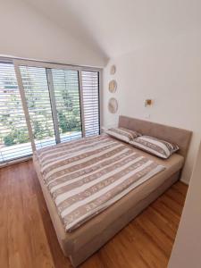 科济纳Gaja & Sara Apartments的配有大窗户的客房内的一张大床