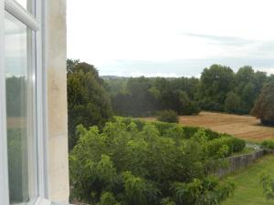 里贝拉克Domaine de Puyrousse的从花园的窗户可欣赏到风景