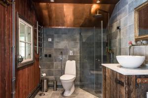 MyttingeFishermans cabin的浴室配有卫生间、盥洗盆和淋浴。