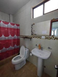 安巴托VISTA ÚNICA HERMOSO Mini Departamento en Ambato的一间带卫生间和水槽的浴室