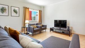 西尔韦斯Villas Boas House Silves的带沙发和电视的客厅