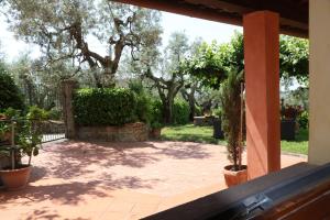 芬奇Affittacamere Acquaria-Vinci的庭院里种有树木和植物