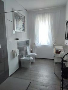 马里纳迪马萨La passione al mare的白色的浴室设有卫生间和水槽。