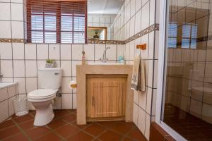 斯韦伦丹Kwetu Guest Farm的浴室配有卫生间、盥洗盆和淋浴。