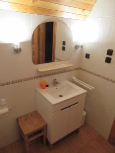 韦尔卡乌帕Horska chalupa u Kulisu的一间带水槽、镜子和卫生间的浴室