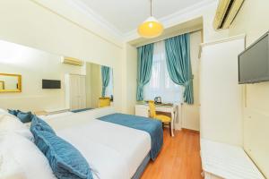 伊斯坦布尔伊佩克帕拉斯酒店的一间卧室配有一张床和电视
