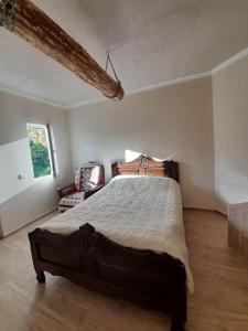 茨卡尔图博gogia的一间卧室配有一张大床和一把椅子