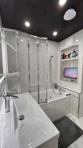 利默里克Lucid Magic Dream的浴室配有水槽、淋浴和浴缸。