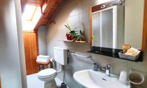 VelesoRistorante Bellavista con Locanda的一间带水槽、卫生间和镜子的浴室
