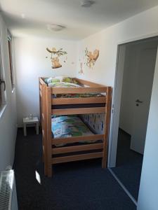 哈廷根Ferienwohnung Waldblick - a88768的一间卧室配有两张双层床。