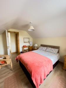 巴利卡斯尔Clare Forest Apartment的一间卧室配有一张带红色毯子的床