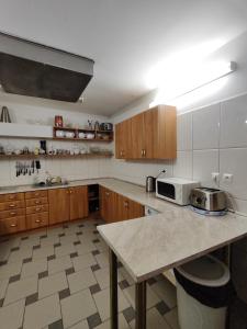班斯卡 - 什佳夫尼察Chata Gatterhof的厨房配有木制橱柜和台面