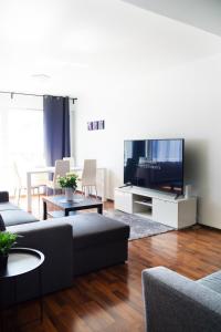 奥卢Oulu city center 4-room apartment Parking的带沙发和平面电视的客厅
