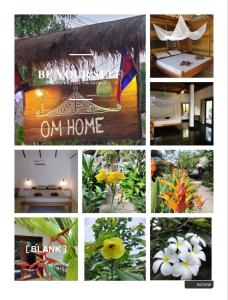 西哈努克欧姆度假屋的花卉照片和房子的拼贴