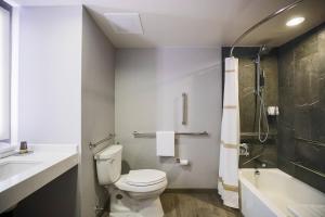 芝加哥芝加哥医疗区/ UIC万豪酒店的浴室配有卫生间、盥洗盆和淋浴。