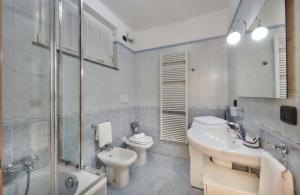 贝拉诺Lago Sereno的一间带水槽、卫生间和淋浴的浴室