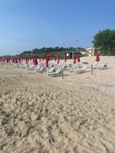 MassignanoResidence Verde Mare的沙滩上一排草坪椅