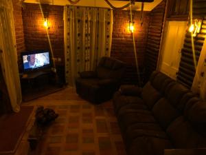纳纽基The Murana Chalet的带沙发和电视的客厅