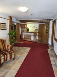 皮茨河谷圣莱昂哈德Hotel Restaurant Liesele Sonne的大堂铺有红地毯,设有等候室