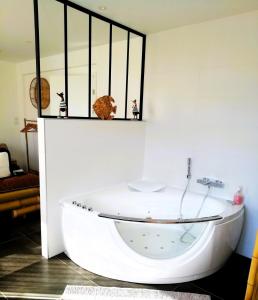 奥斯特瓦尔德Aux Couleurs d'Alsace的客房内的白色浴缸