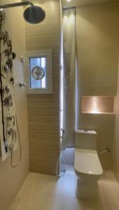 塞拉莱Rateel Apartments的一间带卫生间和淋浴及窗户的浴室