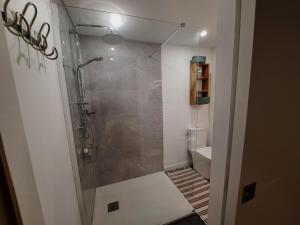 La CalotterieLe Bois d'Albran的浴室里设有玻璃门淋浴