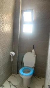 舍夫沙万house naim的浴室设有蓝色卫生间和窗户。